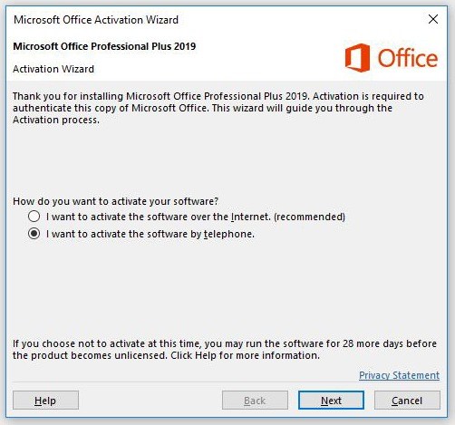 hide microsoft office activation wizard