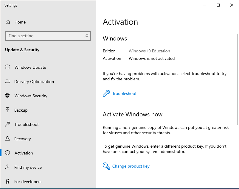 Upgrade Windows 10 Pro to Education