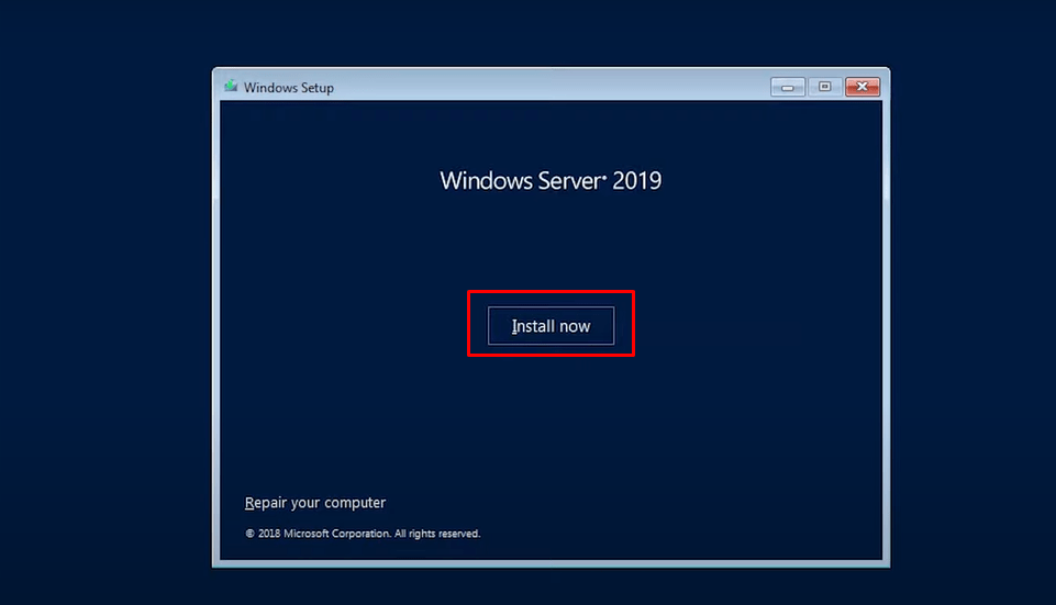 windows server 2019 standard install